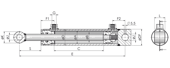 Double Acting Cylinders Technical Drawing