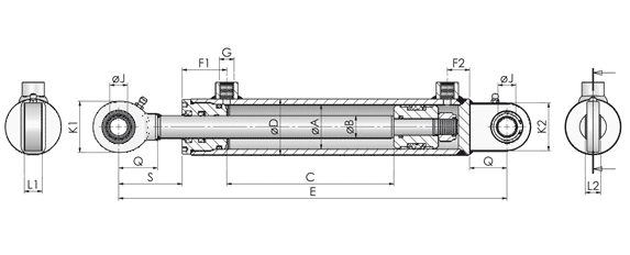 Double acting hydraulic cylinder Drawing