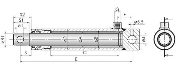 Plunger Cylinders Technical Drawing